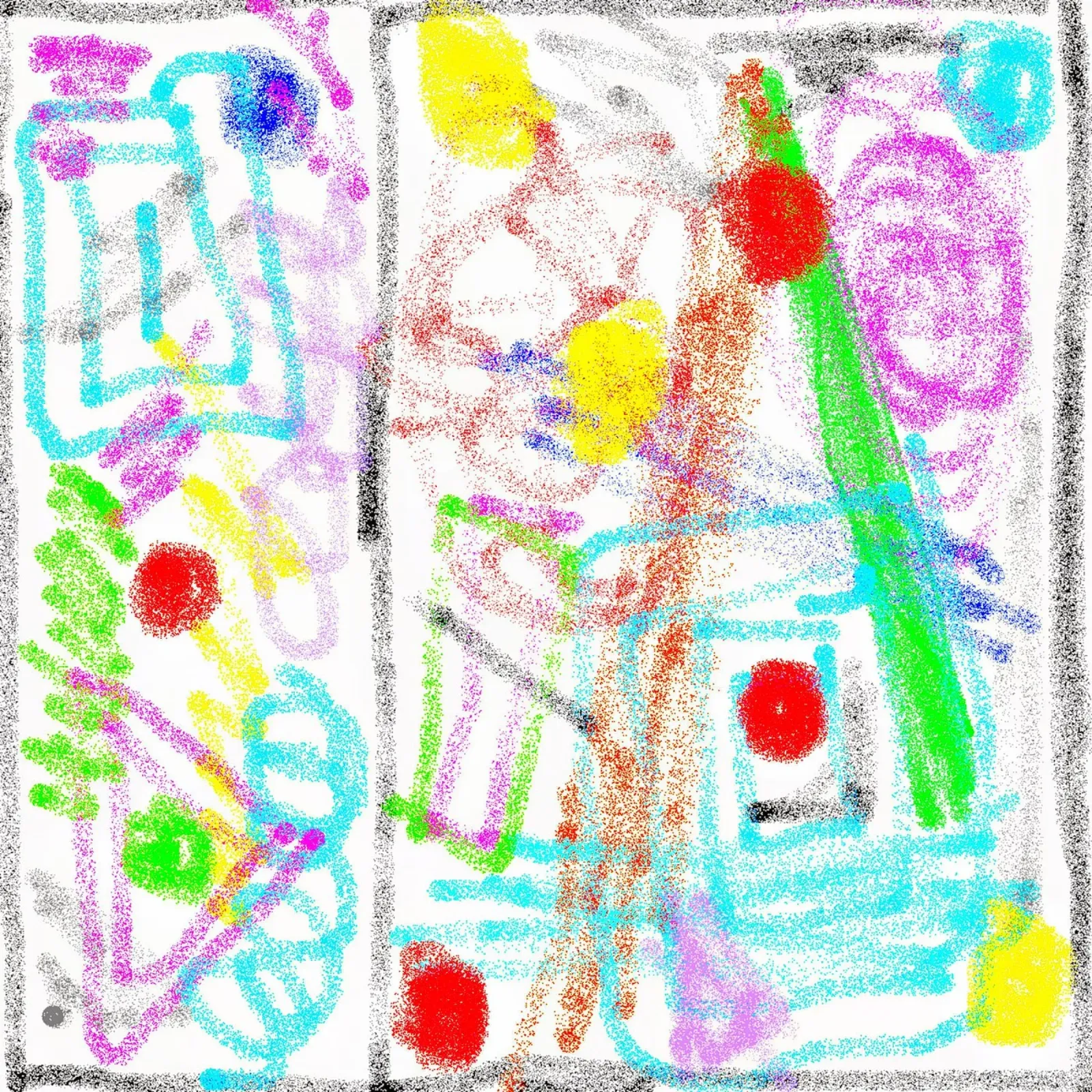 Eerst schilderen en krabbelen canvas met Baklijst van Gürsel Yesil Digital Art