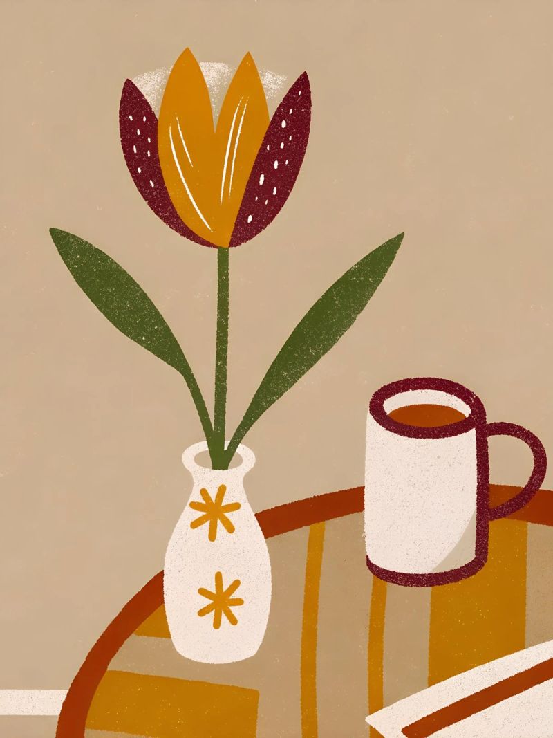 Vaso da caffè e fiori retrò Pop poster da THE LATEST SHOP
