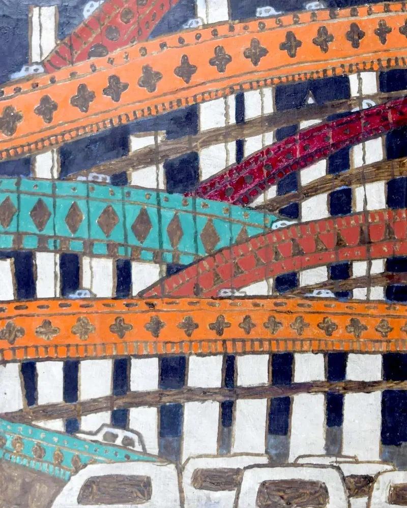 New York Bridges Olieverf op doek canvas met Baklijst van Ettyhmoz