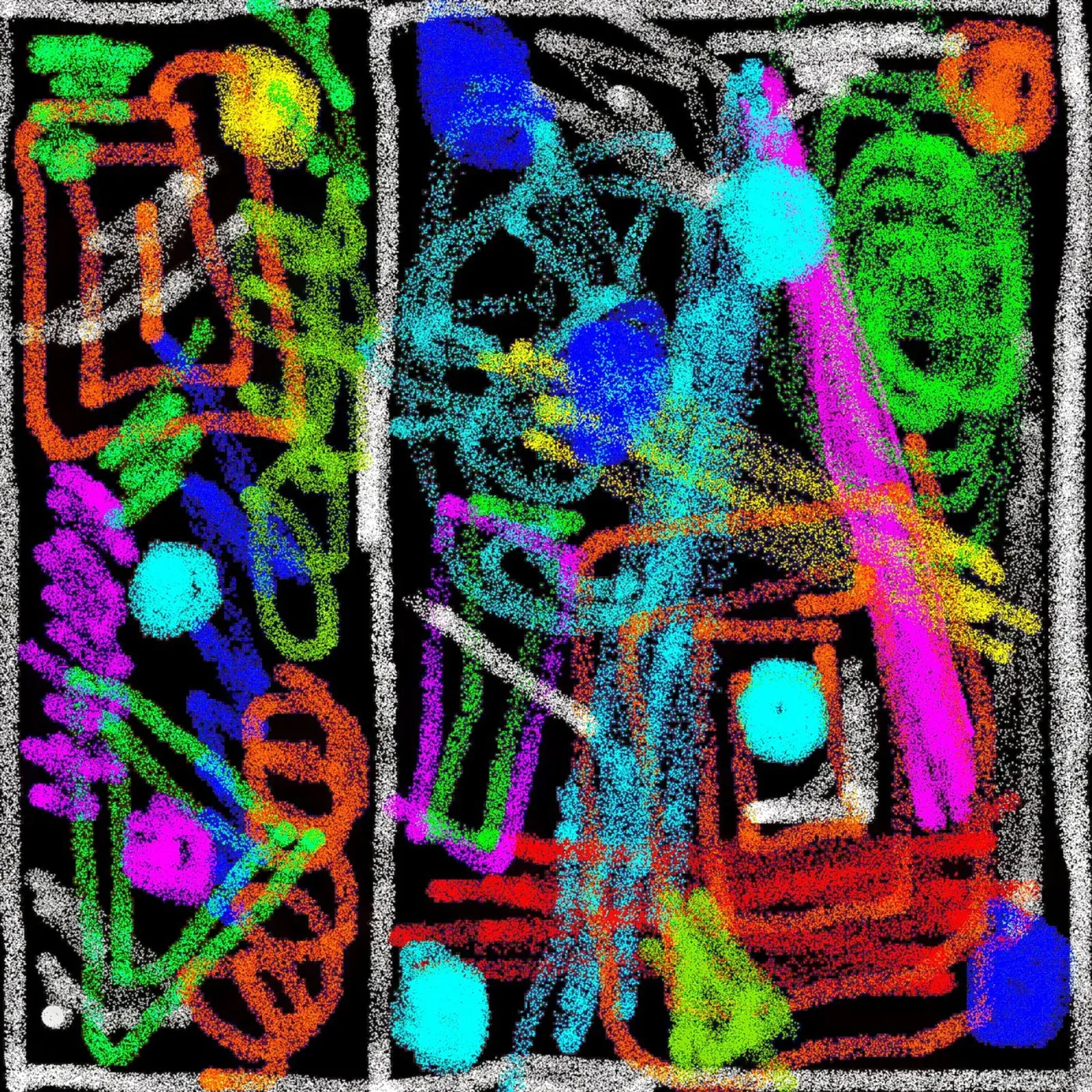 Pittura e scarabocchi su sfondo nero - colori al neon poster da Gürsel Yesil Digital Art