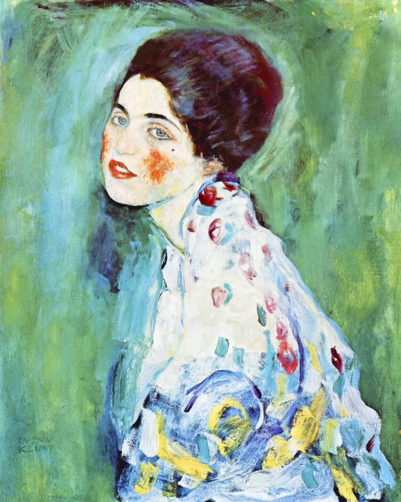 Ritratto di signora di Gustav Klimt (Ritratto di signora, 1916). tela con Cornice a cassetta da Gustav Klimt ART Prints