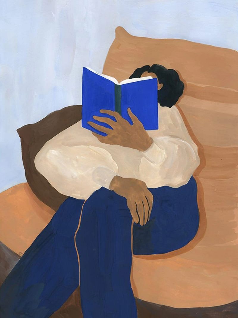Hanna Peterson - Frau liest Buch Poster von Davidprint