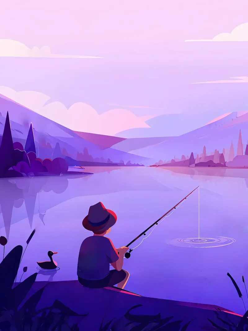 Ragazzo che pesca nello stagno Lofi Art carta hahnemühle da LoFi Gallery