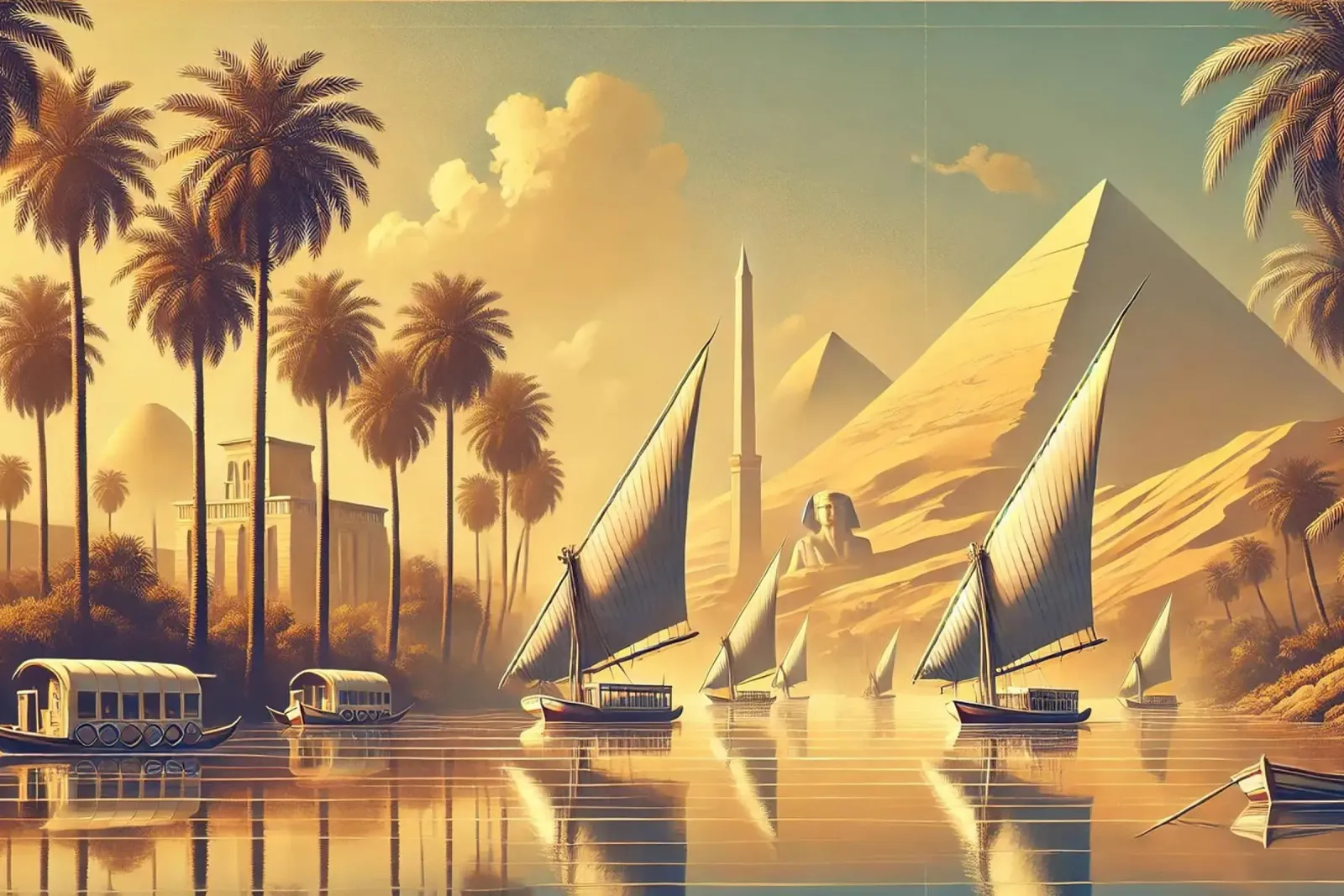 Poster d'epoca sull'Egitto, fiume Nilo pellicola backlit da Chromatic Fusion Studio