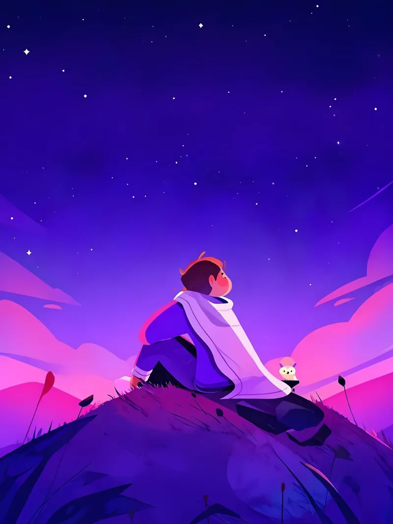 Boy Looking At Night Stars Lofi Art canvas by LoFi Gallery