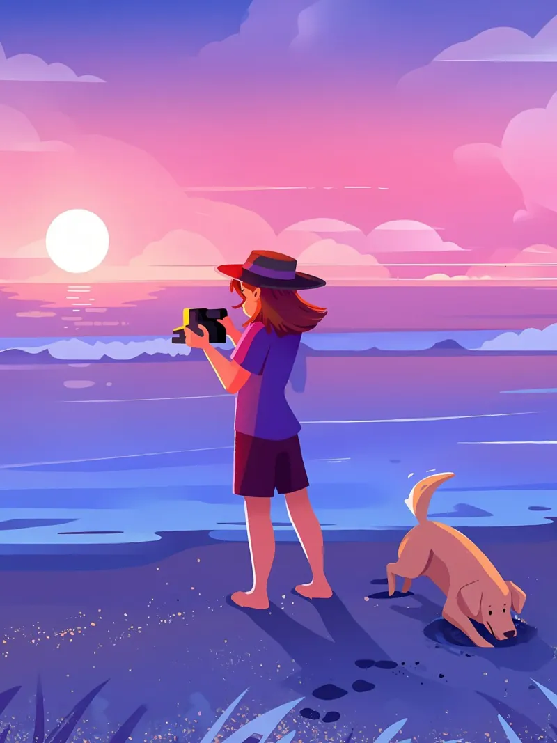 Clicking Photos Of Ocean Lofi Art canvas with Floater frame by LoFi Gallery