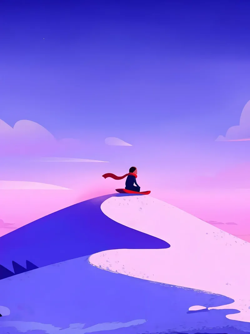 Scivolare dalla montagna di neve Lofi Art pellicola backlit da LoFi Gallery