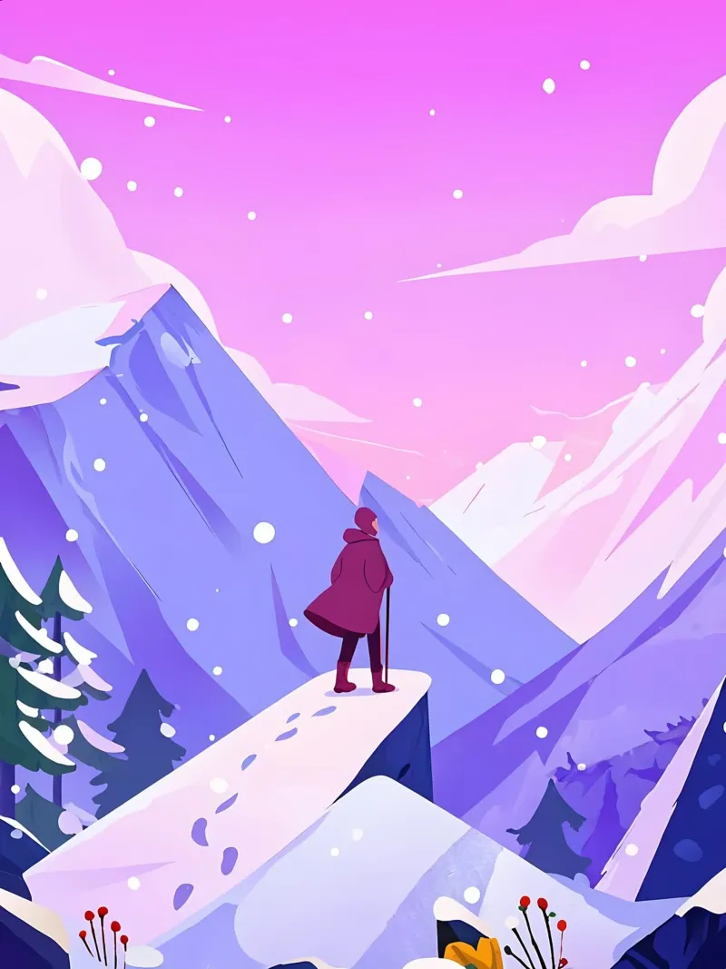 Man Reaching Snow Mountain High Lofi Art canvas by LoFi Gallery