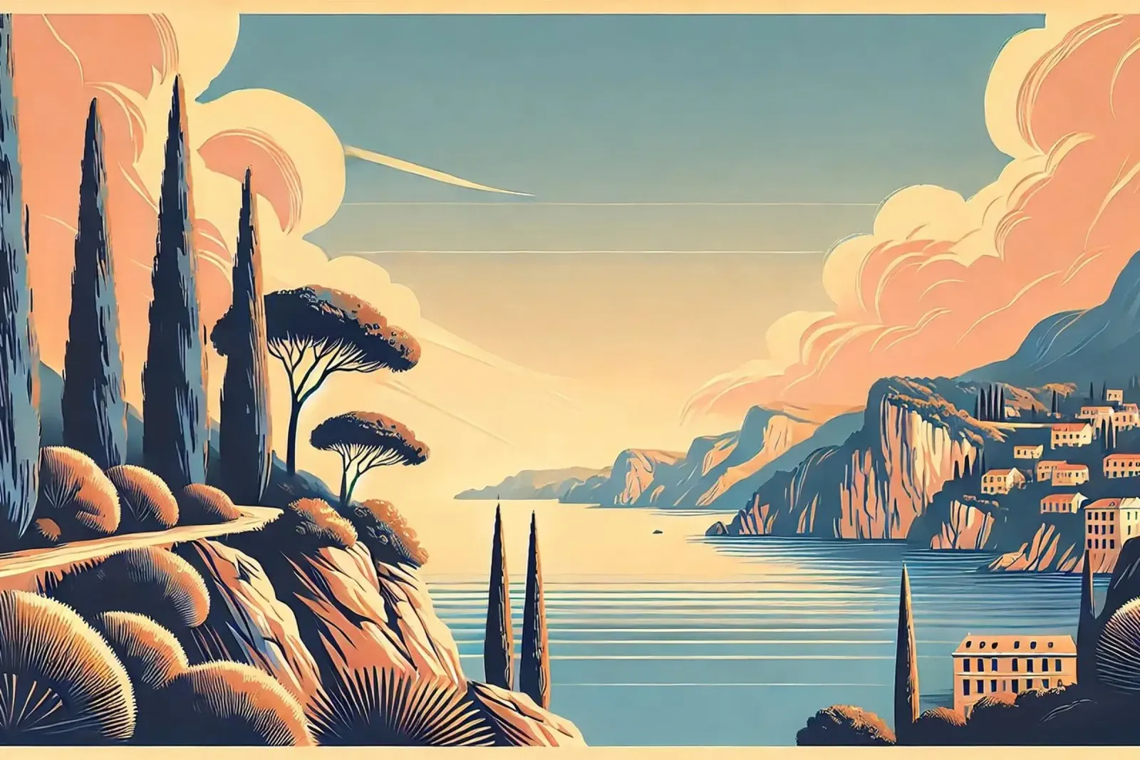 Poster d'epoca della Costa Azzurra carta hahnemühle da Chromatic Fusion Studio