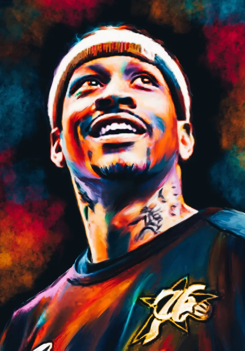 Allen Iverson, ritratto pop art colorato pellicola backlit da Hantamrata