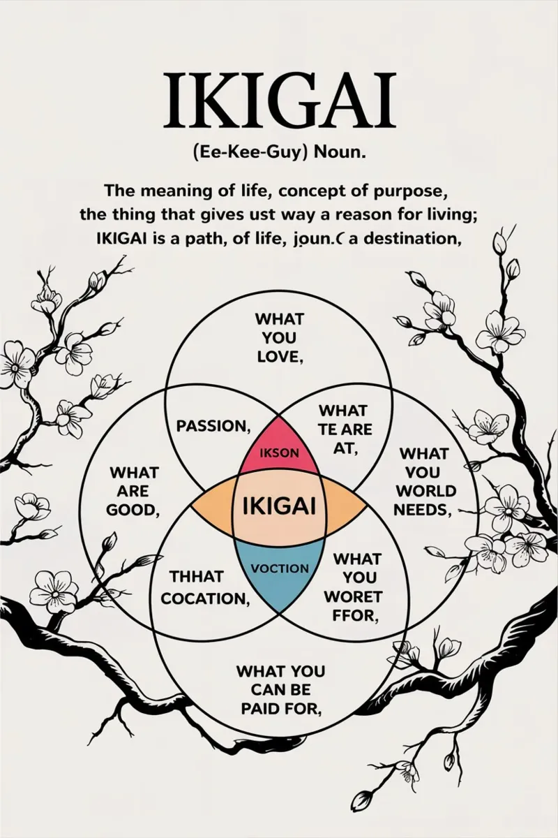 Definizione della parola Ikigai poster con telaio in plastica da Dale Edward YoungJr