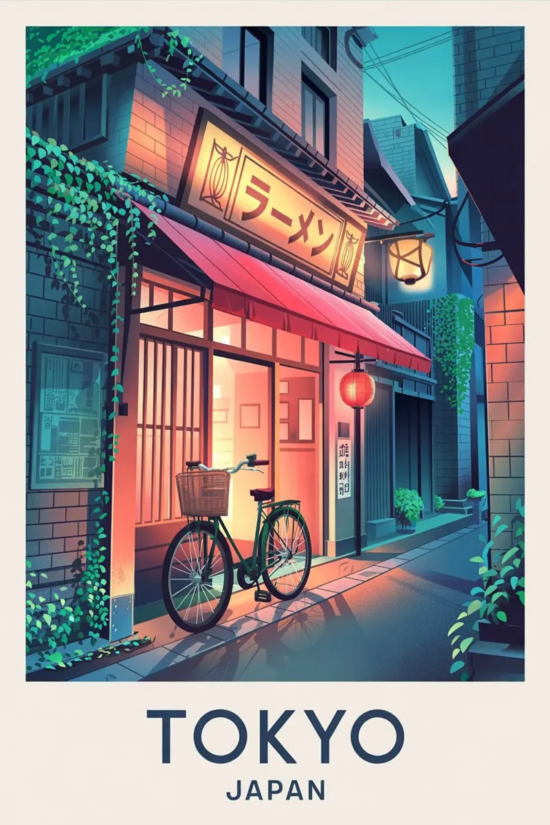 Poster di Tokyo, città del Giappone poster con telaio in legno da Dale Edward YoungJr