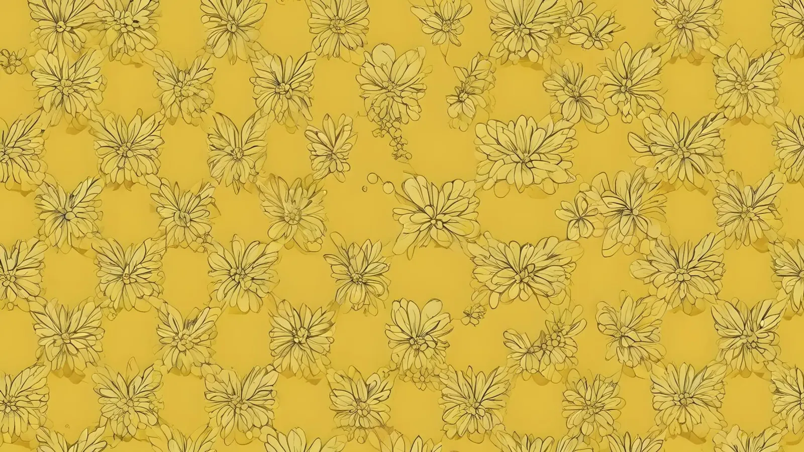 Papier peint abstrait jaune vif avec des motifs floraux complexes hahnemühle de DesignDoodle