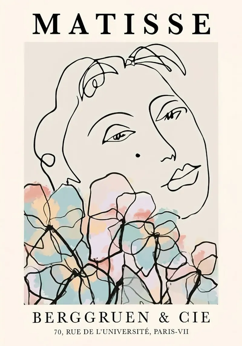 Henri Matisse Donna Fiori Una Linea pellicola backlit da MinaHome