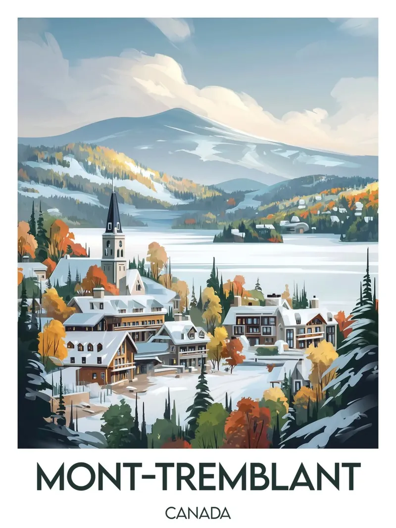 Poster di Mont-Tremblant tela con Cornice a cassetta da Frame the World