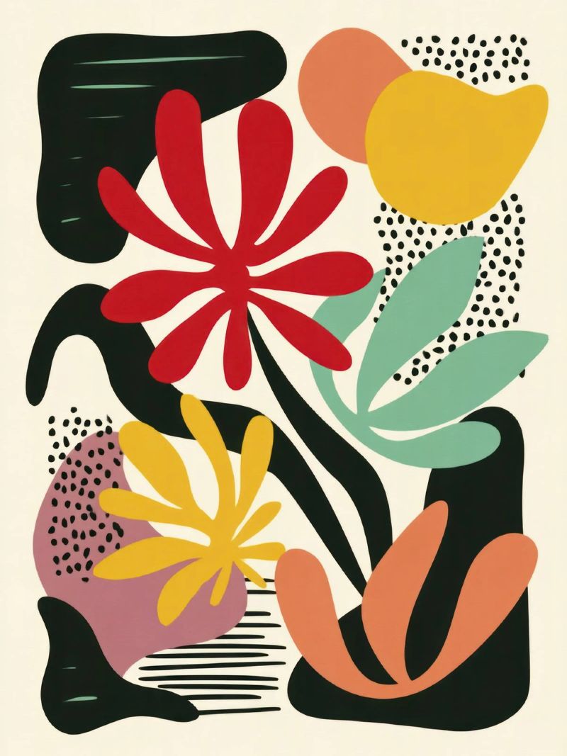 Découpage botanique moderne dans une palette de couleurs rétro poster de Modern Muse