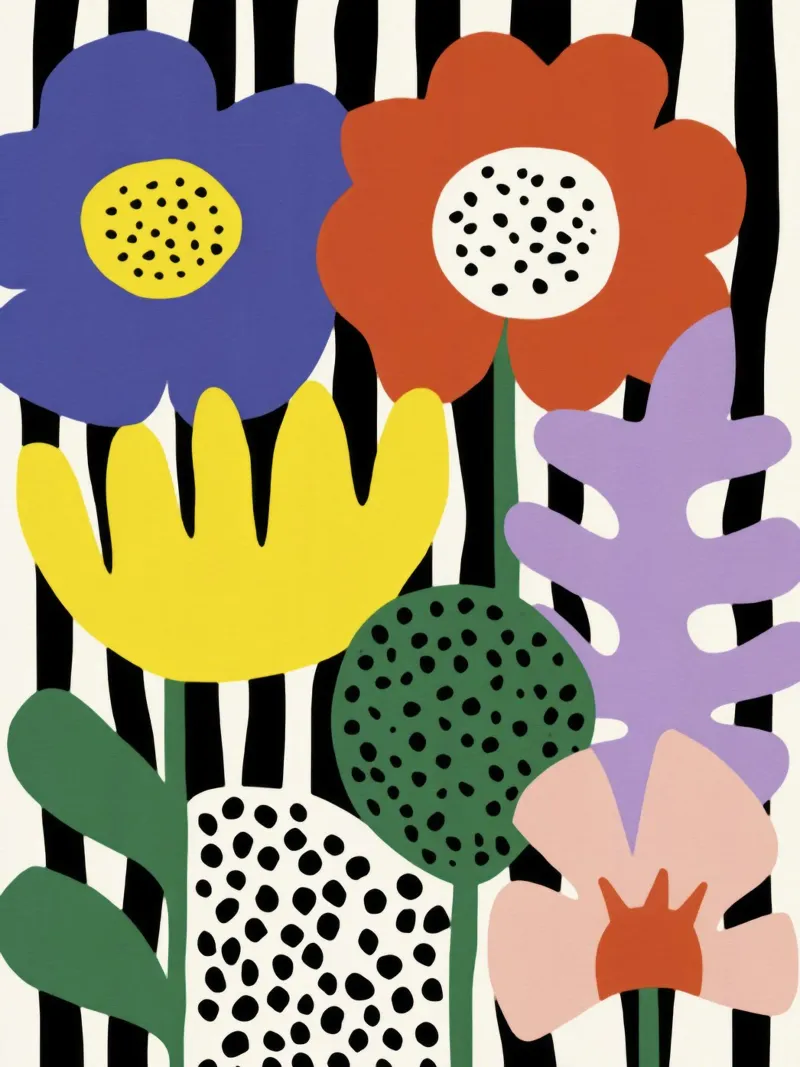 Abstract Botanisch Knipsel - Mid-Century Kunstdruk canvas van Modern Muse