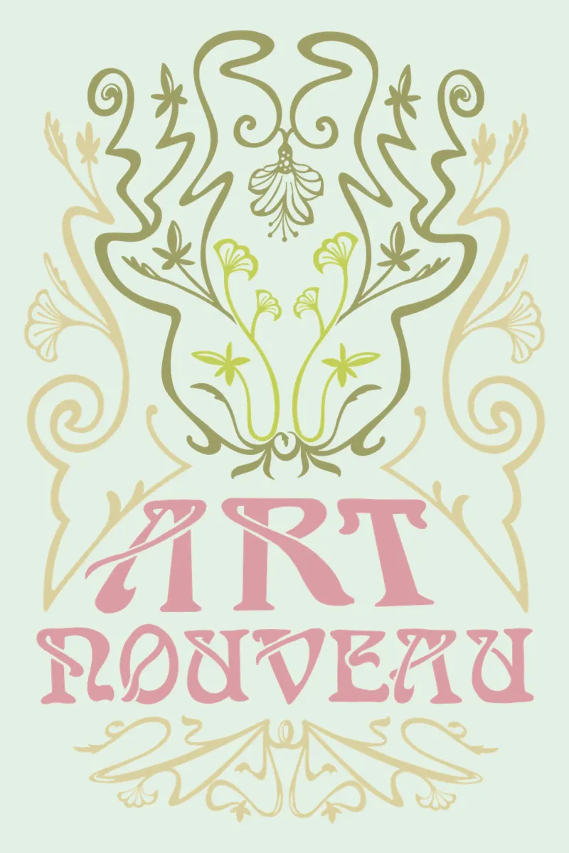 Jugendstil - Art Nouveau d'epoca tela con Cornice a cassetta da DYDesign