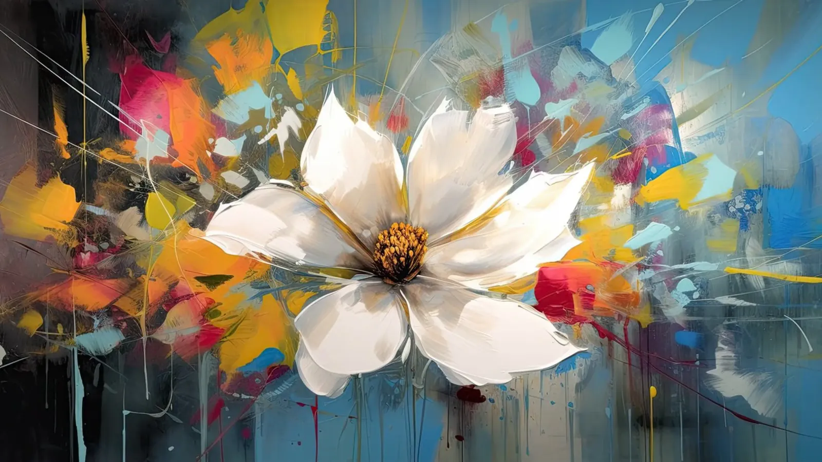 Abstracte witte bloem hahnemühle van Imagine