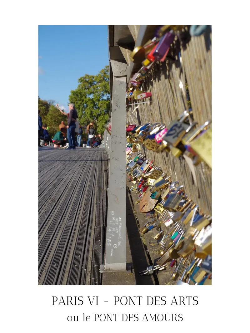 Paris VI - Pont des Arts ou Bridge of Love Leinwand mit Schattenfugenrahmen von fanny-bianca