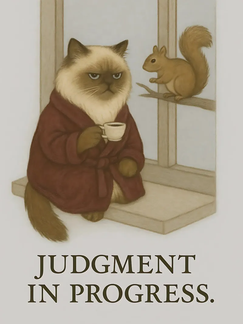 Meme divertente sul gatto himalayano poster con telaio in legno da Funny Humor Art