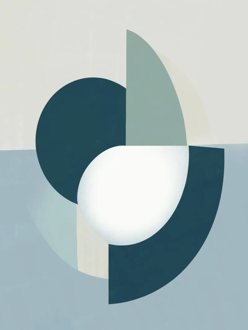 Halve cirkels grijs canvas van Little Dean