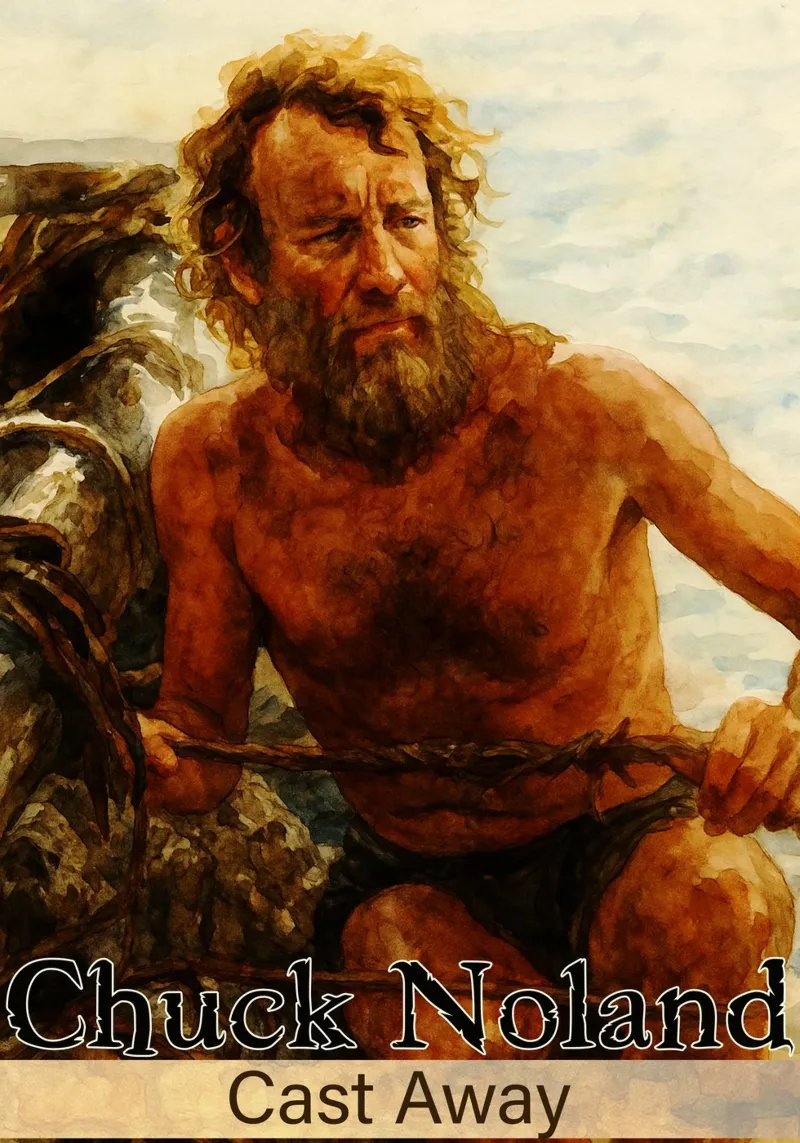 Chuck Noland - Pittura Cast Away Ridisegnare l'immaginazione tela con Cornice a cassetta da MOKAIYA