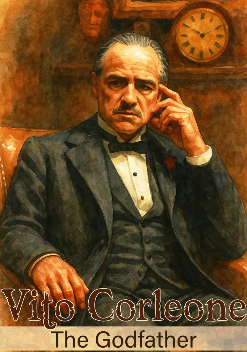 Vito Corleone - Il dipinto del Padrino Ridisegnare l'immaginazione tela con Cornice a cassetta da MOKAIYA