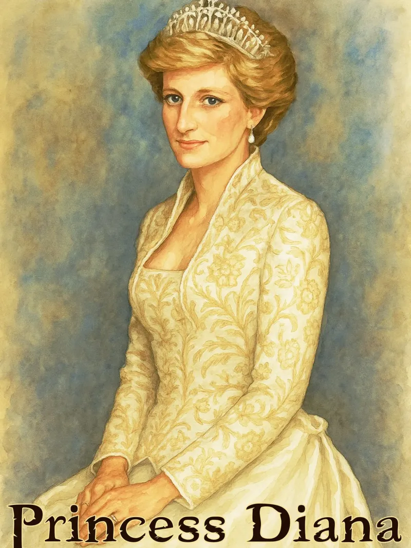 Prinses Diana herschilderen verbeelding hertekenen poster met houten frame van MOKAIYA