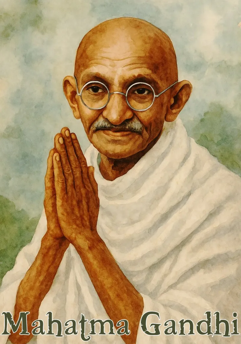 Mahatma Gandhi Repainting Imagination Redrawing canvas by MOKAIYA