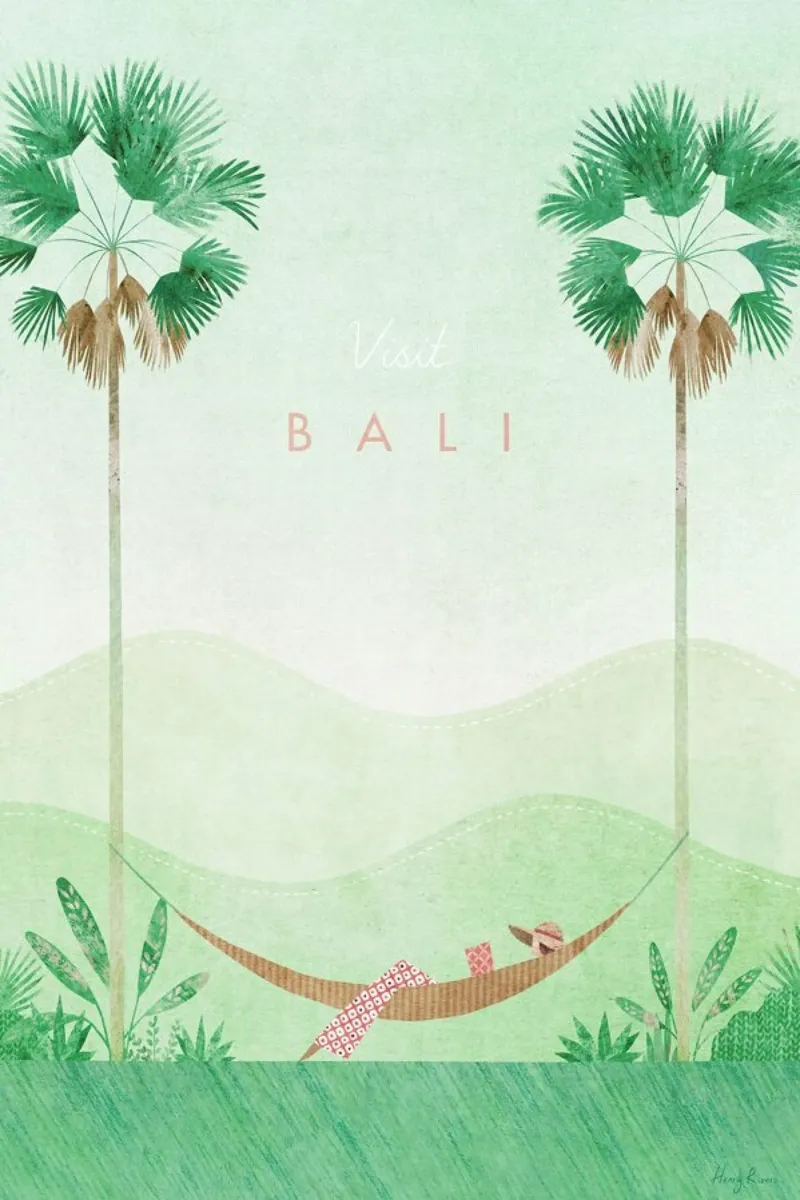 Bali poster con telaio in legno da Henry Rivers