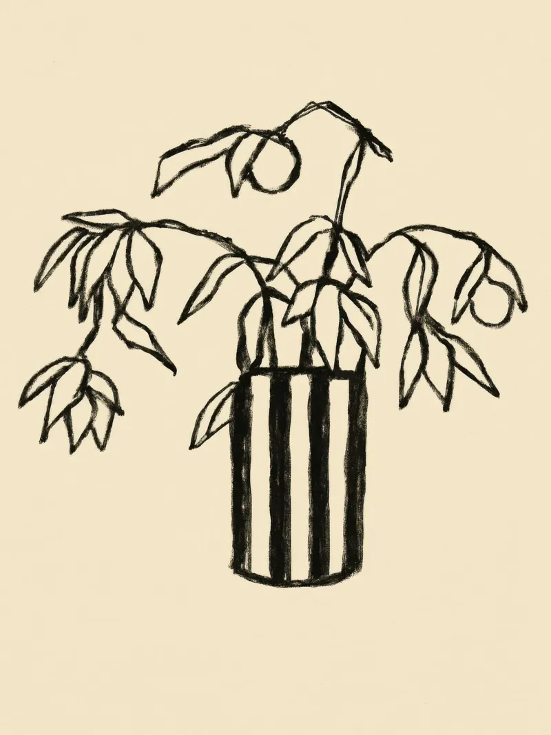 Black Florals No 01 tela con Cornice a cassetta da treechild