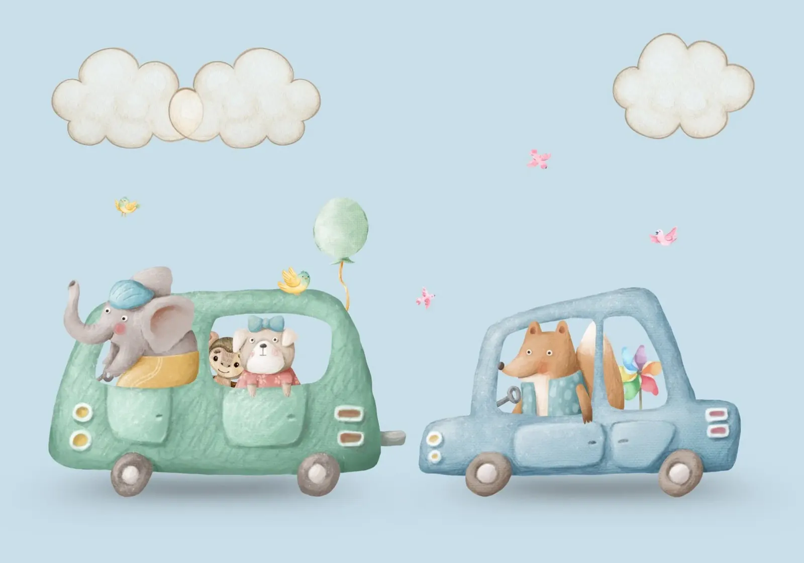 Amici di Safari in movimento pellicola backlit da Doodle Dreams Art