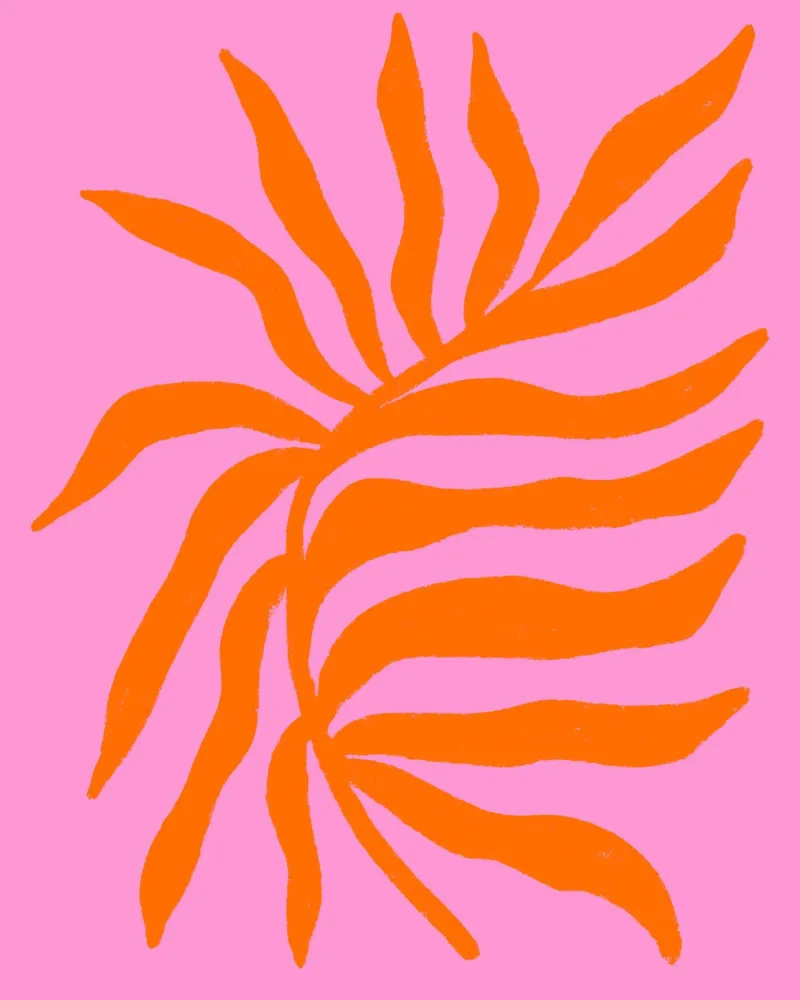 Orange Silhouette Strukturierter Zweig auf Rosa Hahnemühle von Wackapacka