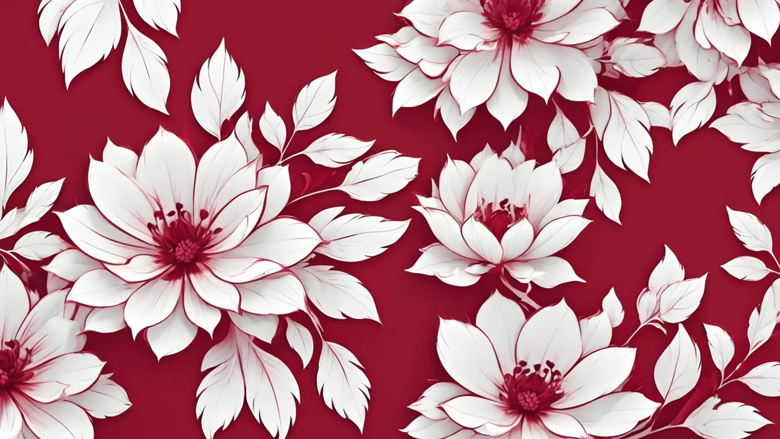 Élégant motif floral composé de fleurs et de feuilles blanches poster avec cadre en aluminium de DesignDoodle