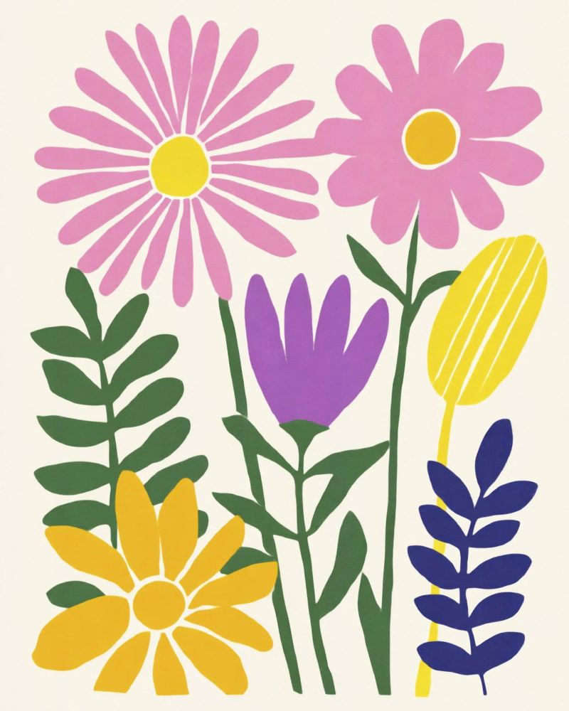 Moderner botanischer Ausschnitt in Retro-Farbpalette Leinwand von Modern Muse