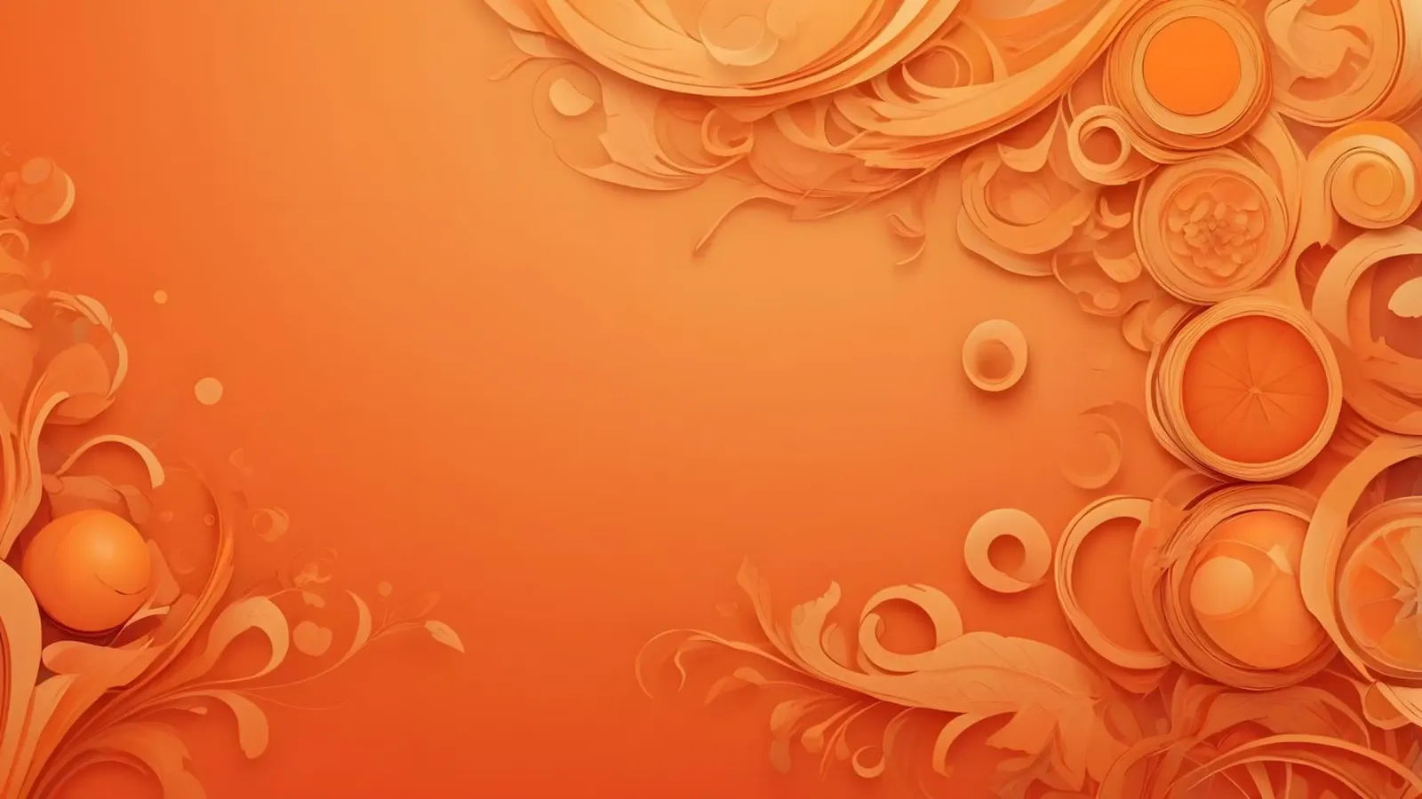 Carta da parati astratta arancione con elementi floreali poster da DesignDoodle