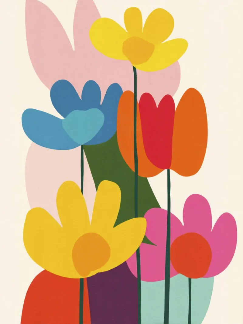Geometric Cut Out Garden in Matisse 50s Color Harmony backlit film by Modern Muse