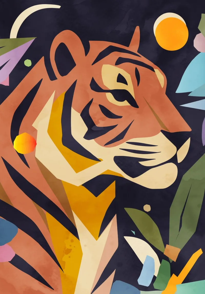 Abstract tiger in an artistic style - Powerful motif canvas by namosh
