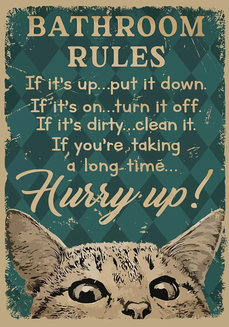 Gatto da bagno divertente poster con telaio in legno da Purrfect Whiskers Art