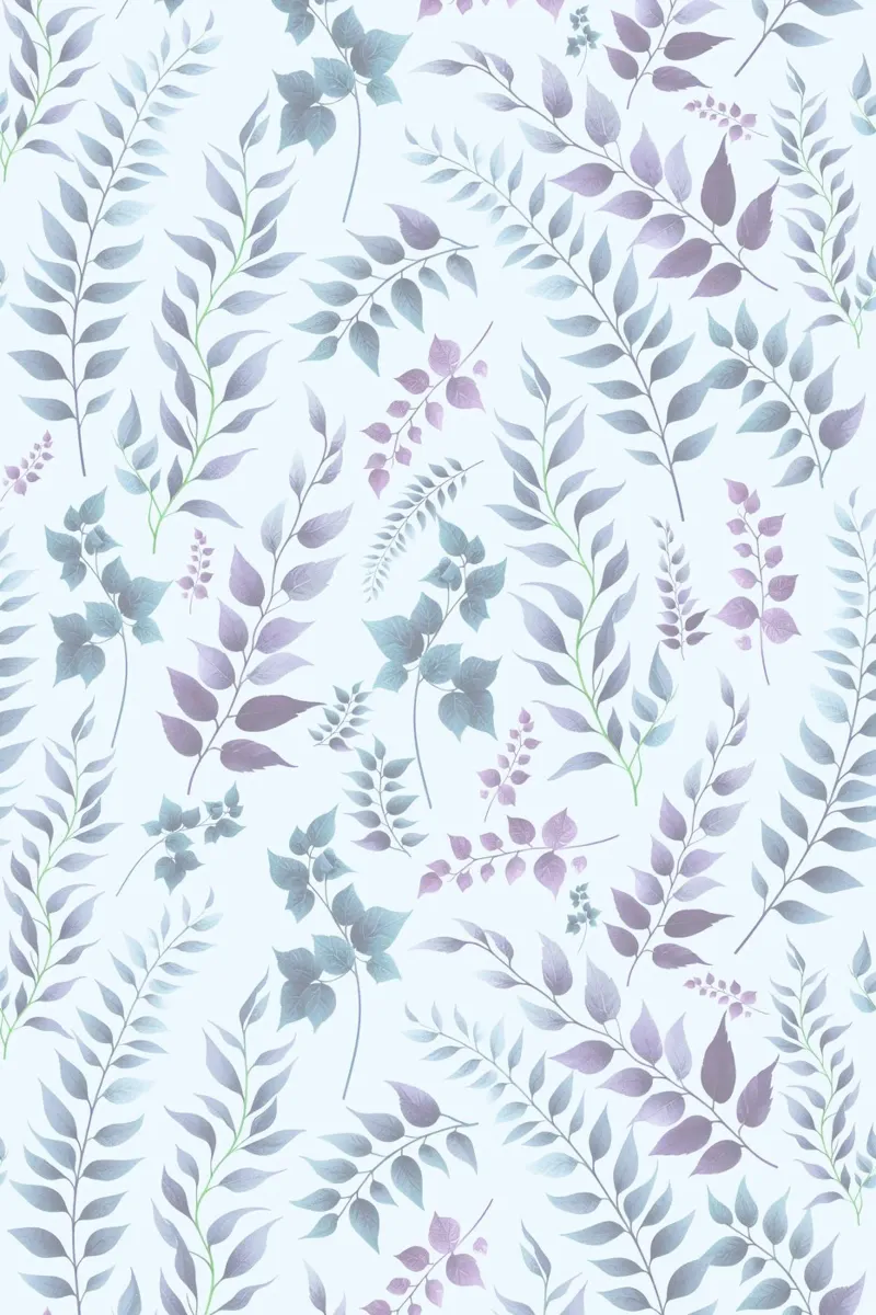 Greenery Botanische print paarsblauw canvas met Baklijst van SilverPegasus