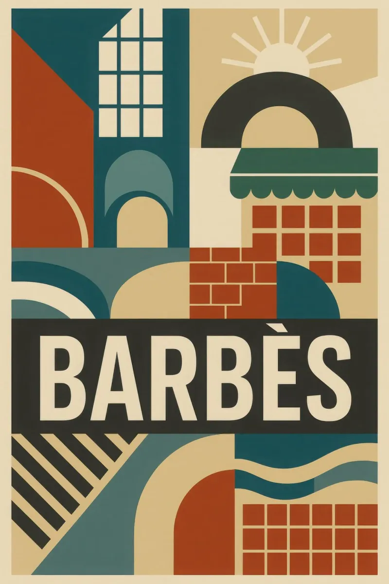 Barbès - L'energia grezza di Parigi in colori vivaci poster con telaio in legno da JETLAG | affiches voyage