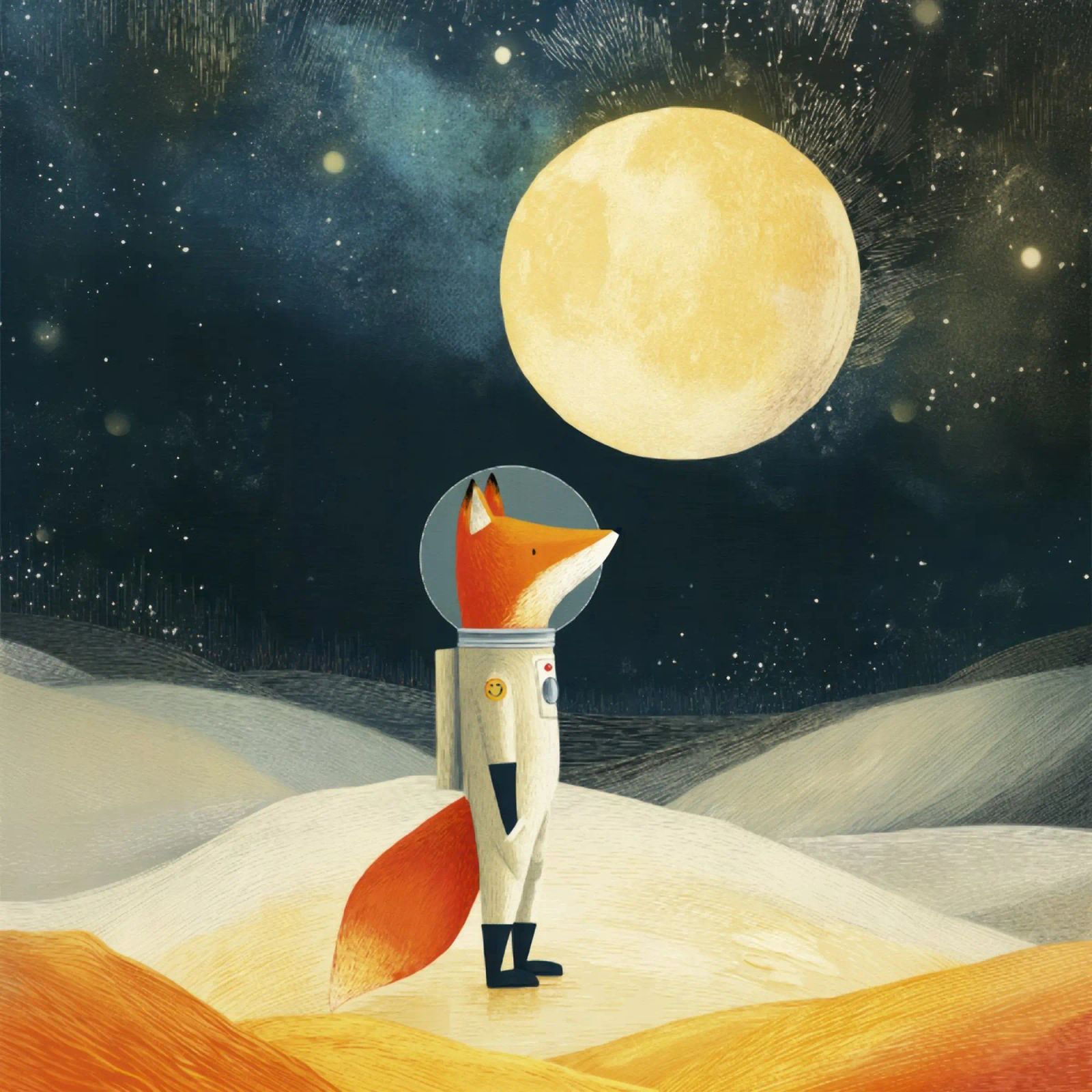 Astronaut Fox Floating in Space – Minimalist Kids Art poster by Modern Muse