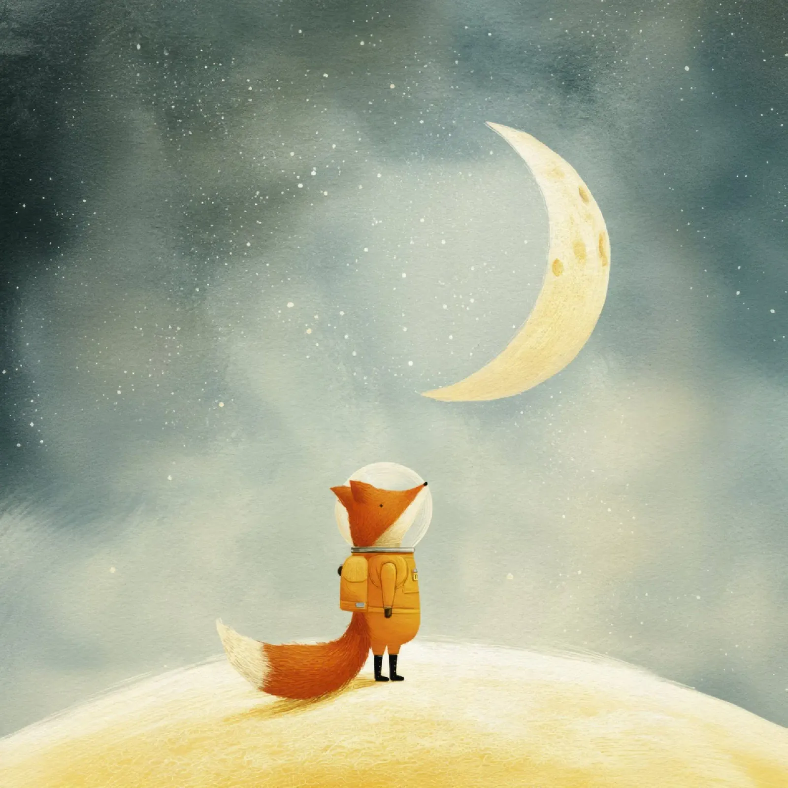 Astronaut Fox Floating in Space – Cute Minimalist Art canvas by Modern Muse