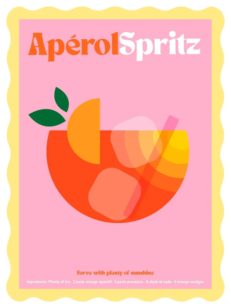 Cocktail Aperol Spritz minimale - Retro Scallop & Sunny Vibes pellicola backlit da Dominique Vari