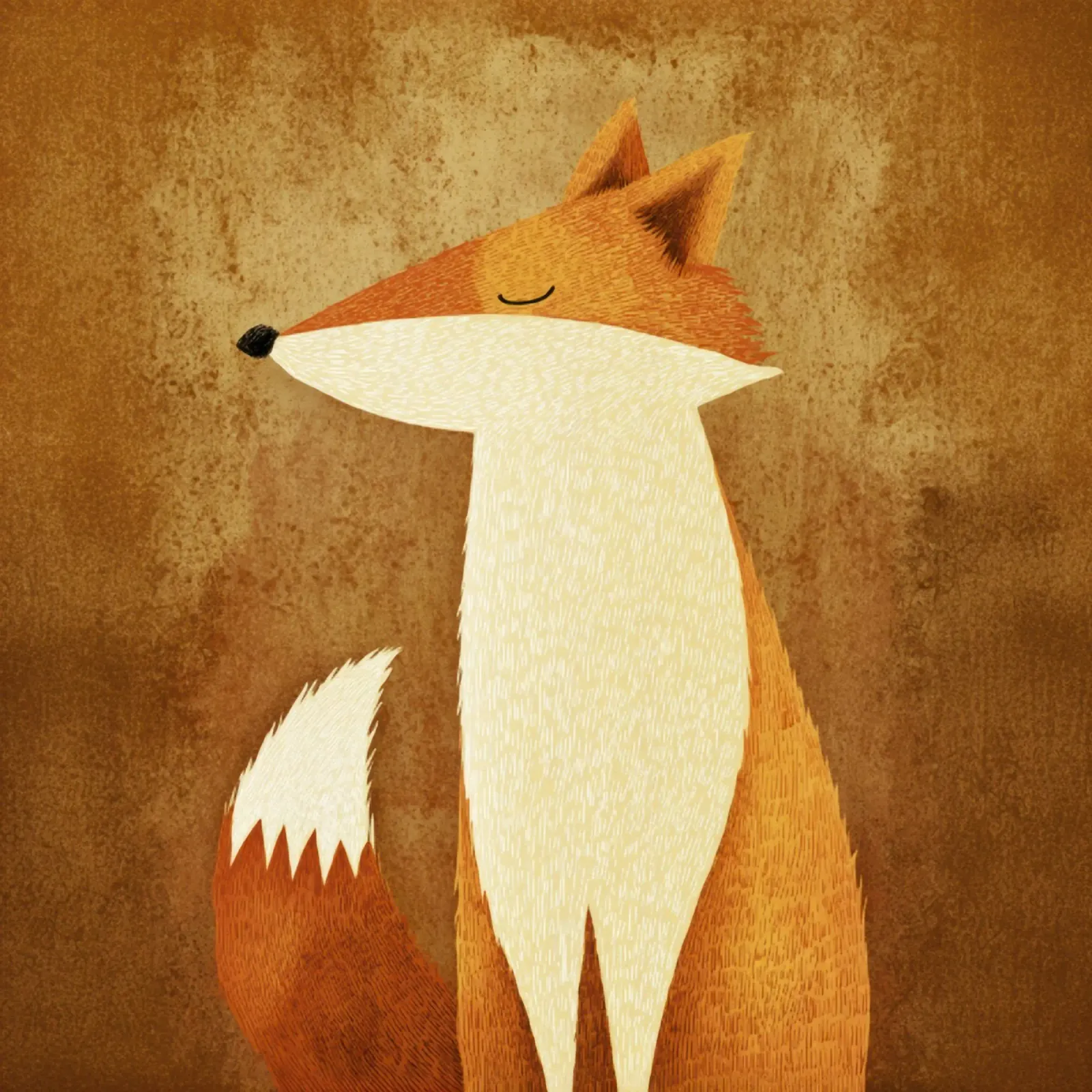 Shy Forest Fox on Bronze Glow – Naive Folk Tale Style hahnemühle by Modern Muse