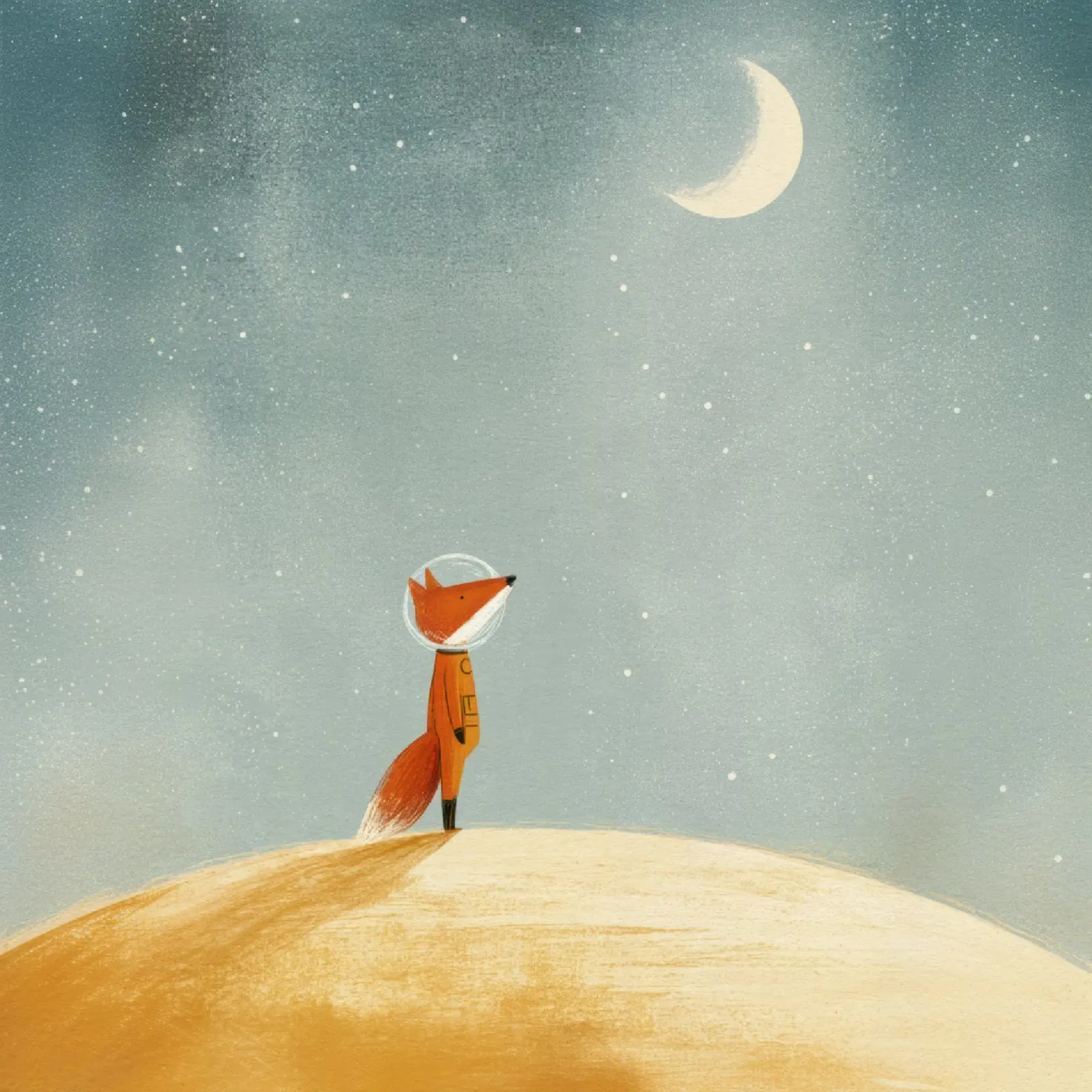 Astronaut Fox Floating in Space – Cute Minimalist Art canvas by Modern Muse
