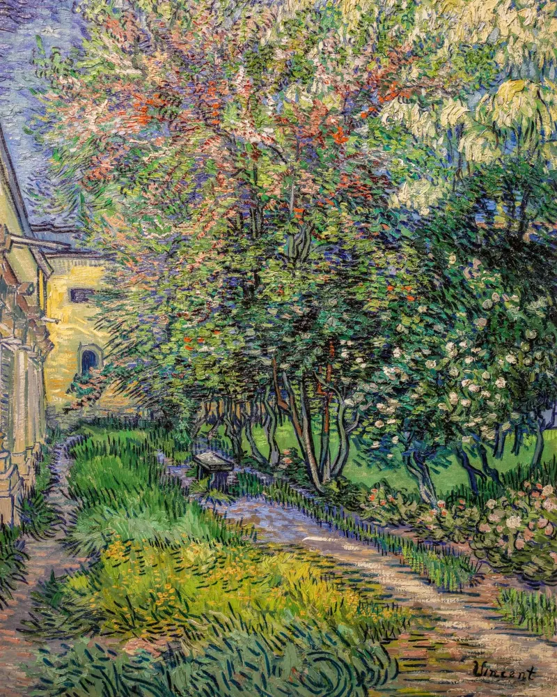 van Gogh, The garden of the asylum of Saint-Rémy canvas with Floater frame by Carinaprint