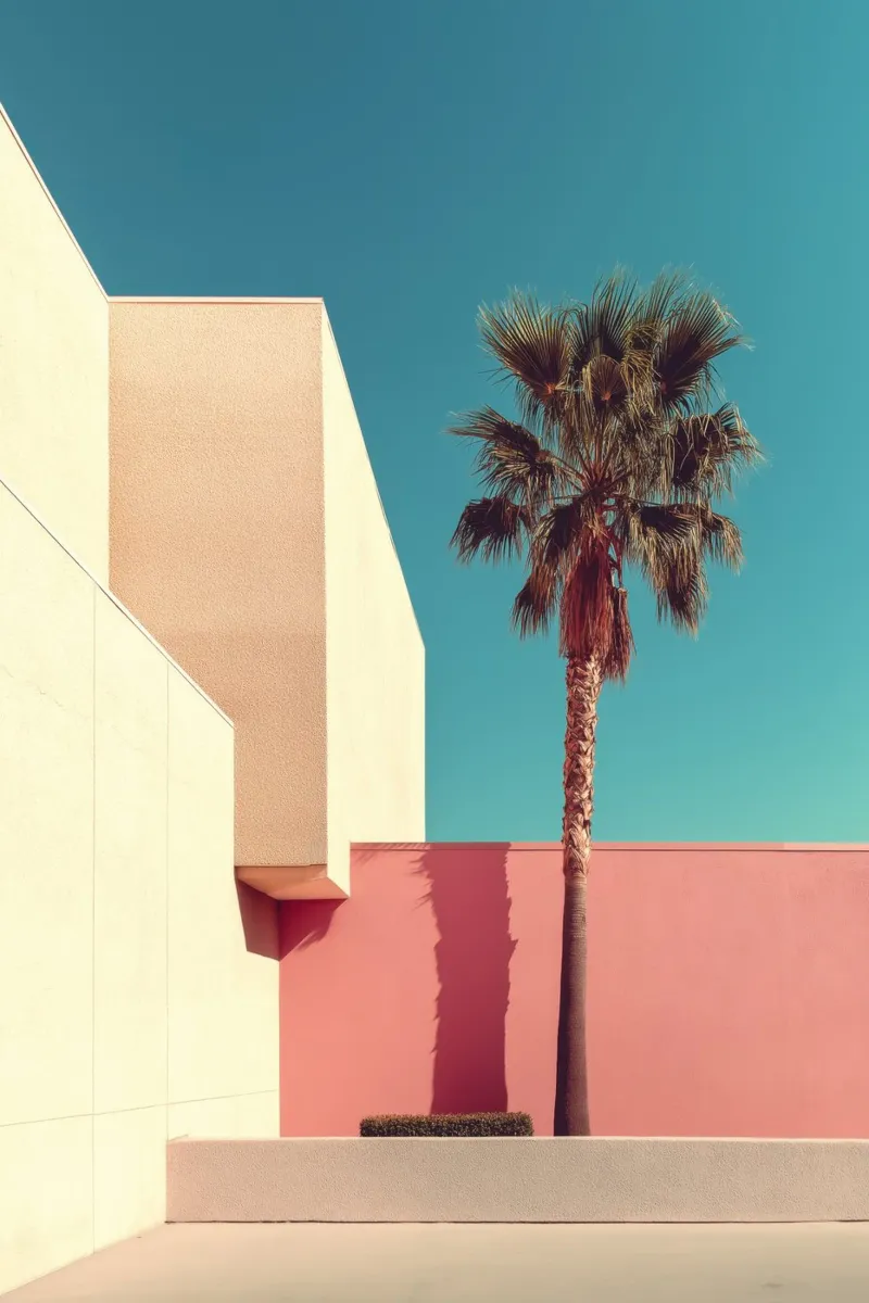 Palm Tree & Modern Architecture canvas by Indigo Tides Art