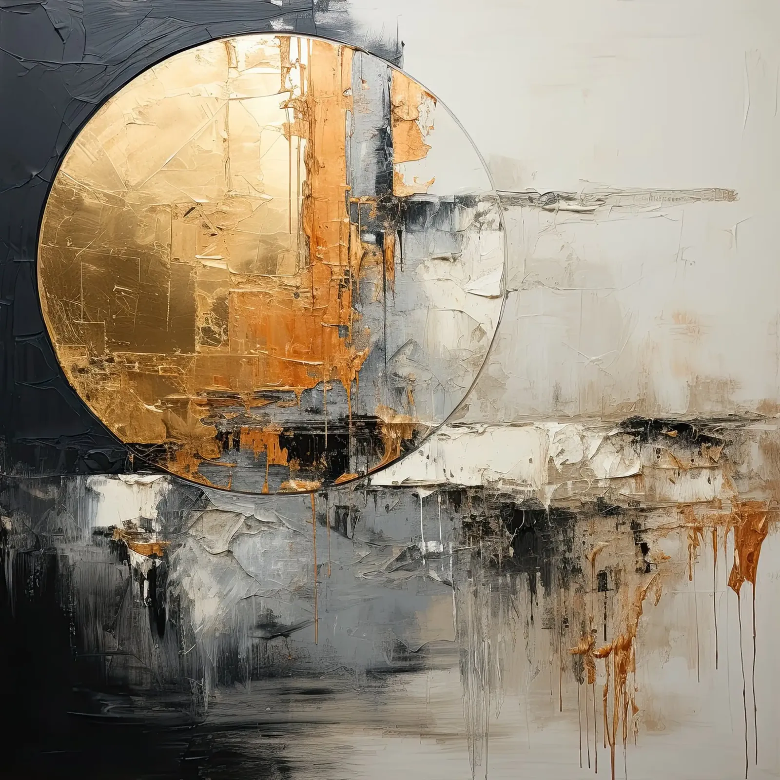 Circle abstract and black and gold hahnemühle by Imagine